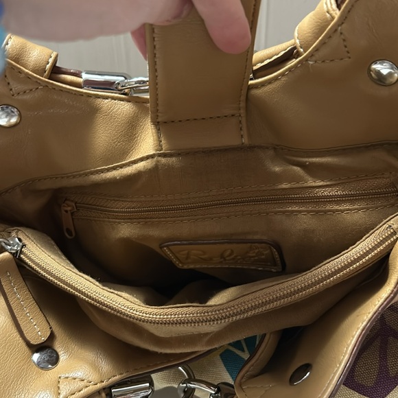 Relic Brand Floral Canvas Fabric Cinched Double Handle Magnetic Closure Handbag - Picture 10 of 12